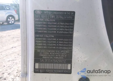 2011 Land Rover Range Rover Sport Hse from USA, damaged, VIN SALSF2D47BA290212